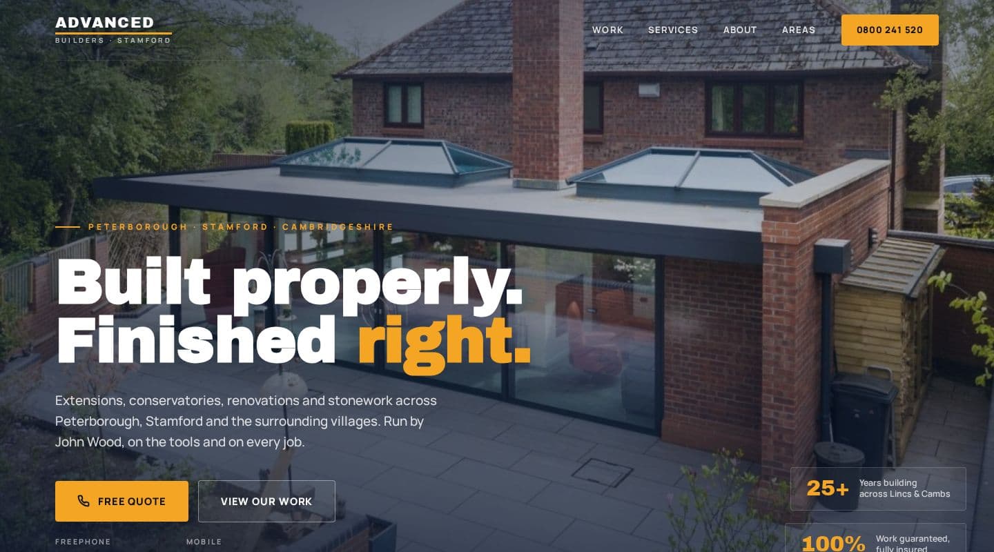 Advanced Builders – Builders website design, Peterborough