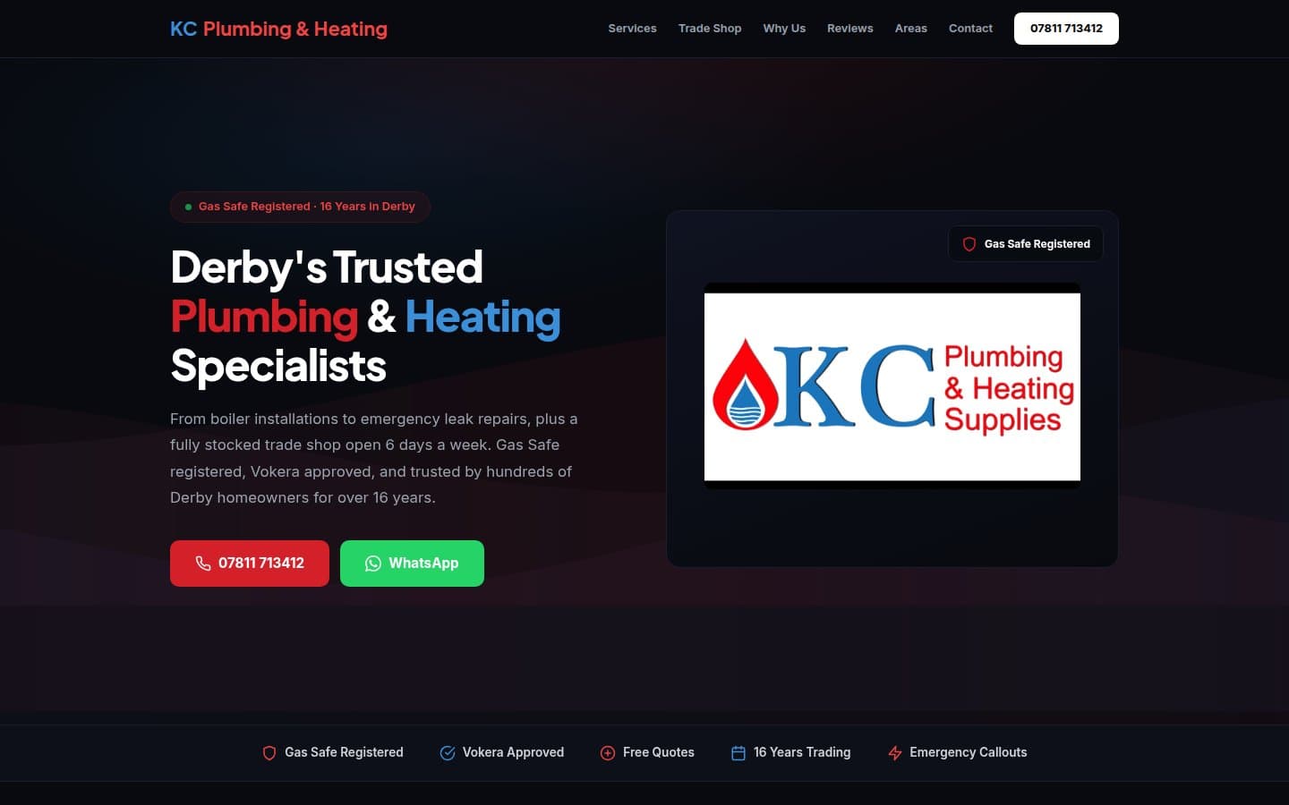 KC Plumbing & Heating – Plumbing & Heating website, Derby