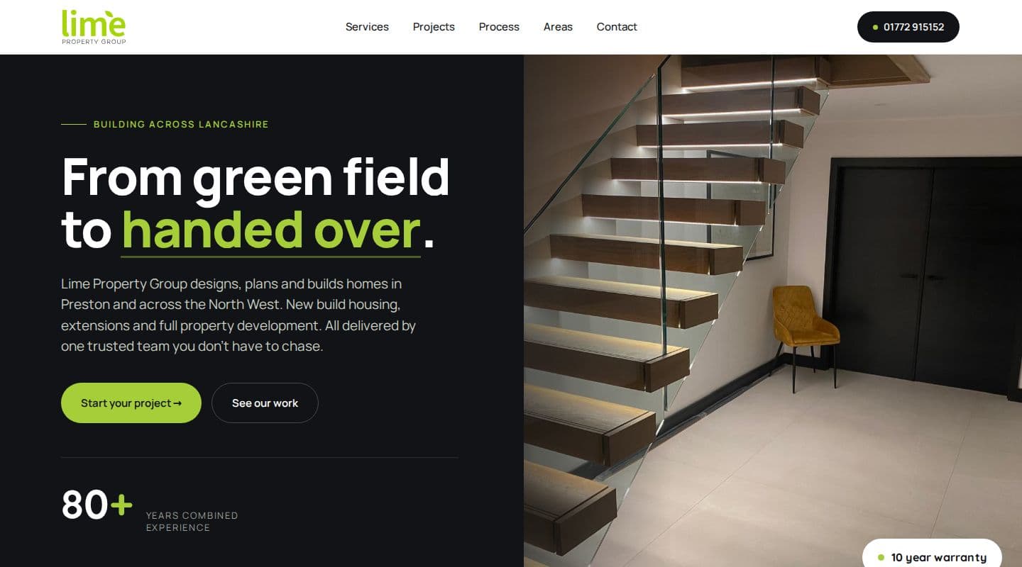 Lime Property Group – Builders website design, Preston