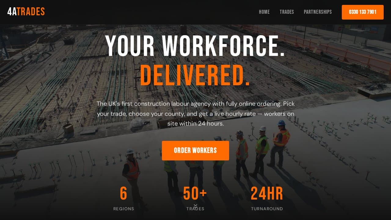 4A Trades – Labour Agency website design, Lancashire