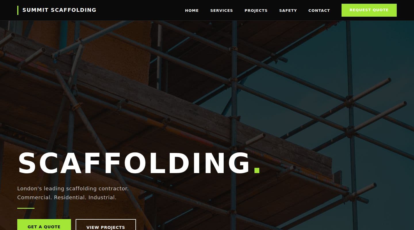 Summit Scaffolding Solutions – Scaffolders website design, London