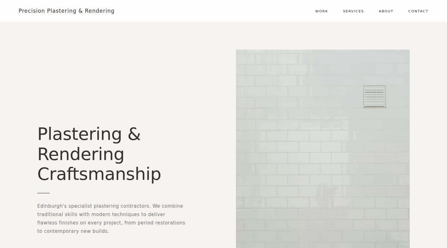 Precision Plastering & Rendering – Plasterers website, Edinburgh