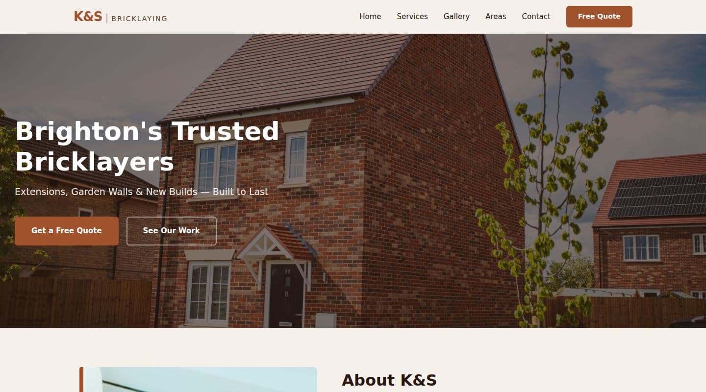 K&S Bricklaying – Bricklayers website, Brighton