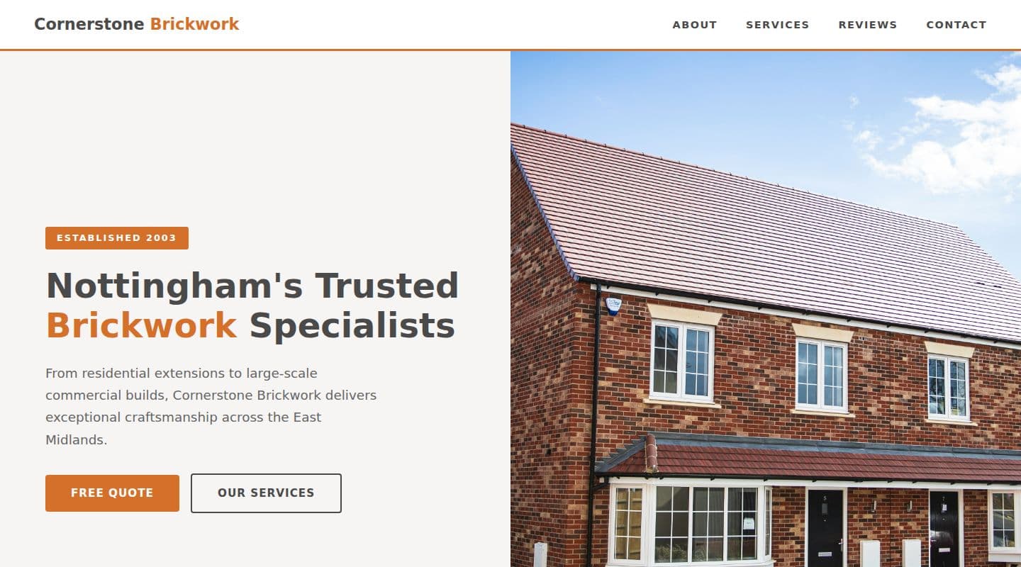 Cornerstone Brickwork – Bricklayers website, Nottingham