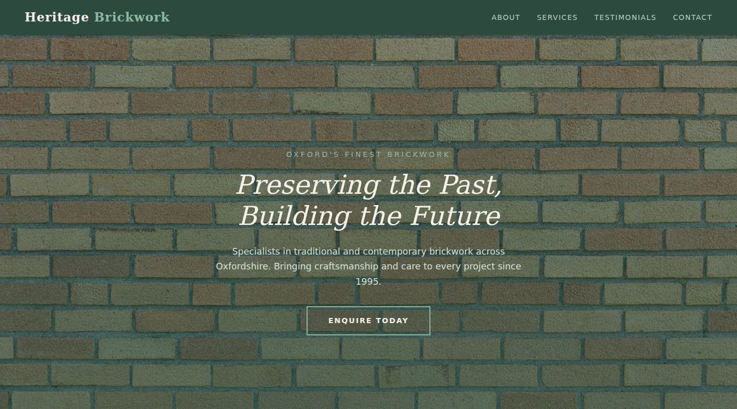 Heritage Brickwork – Bricklayers website, Oxford