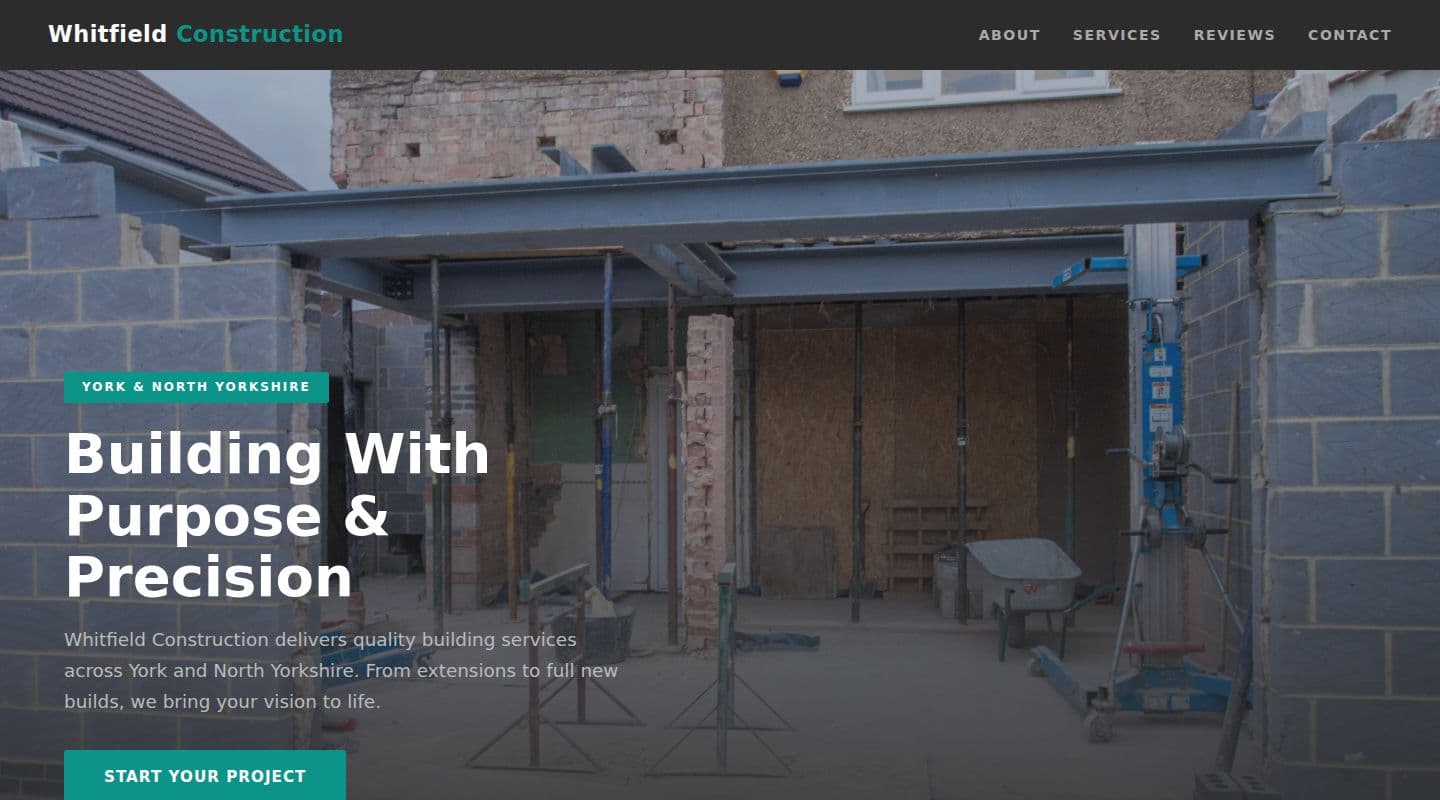 Whitfield Construction – Builders website, York