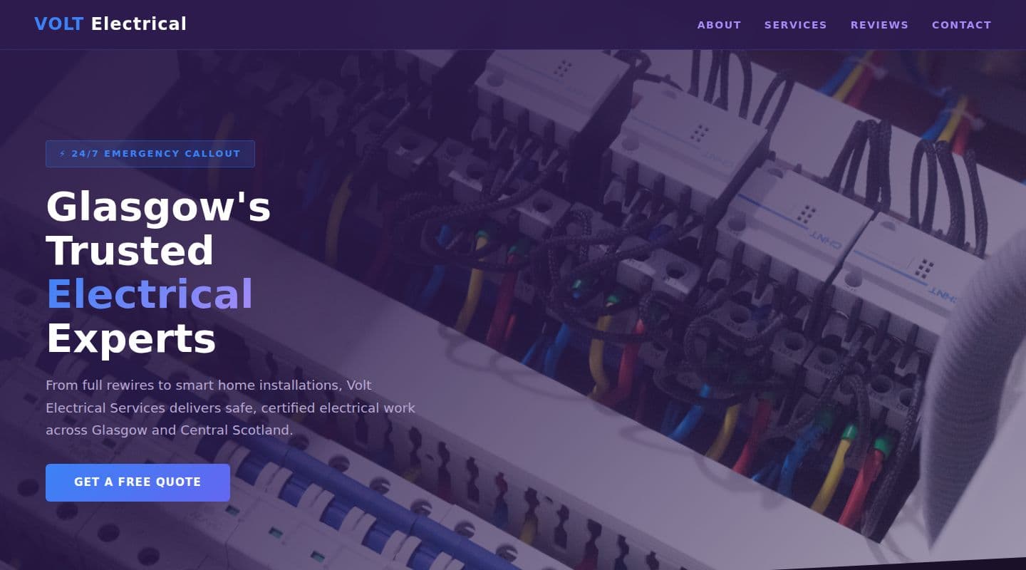 Volt Electrical Services – Electricians website, Glasgow