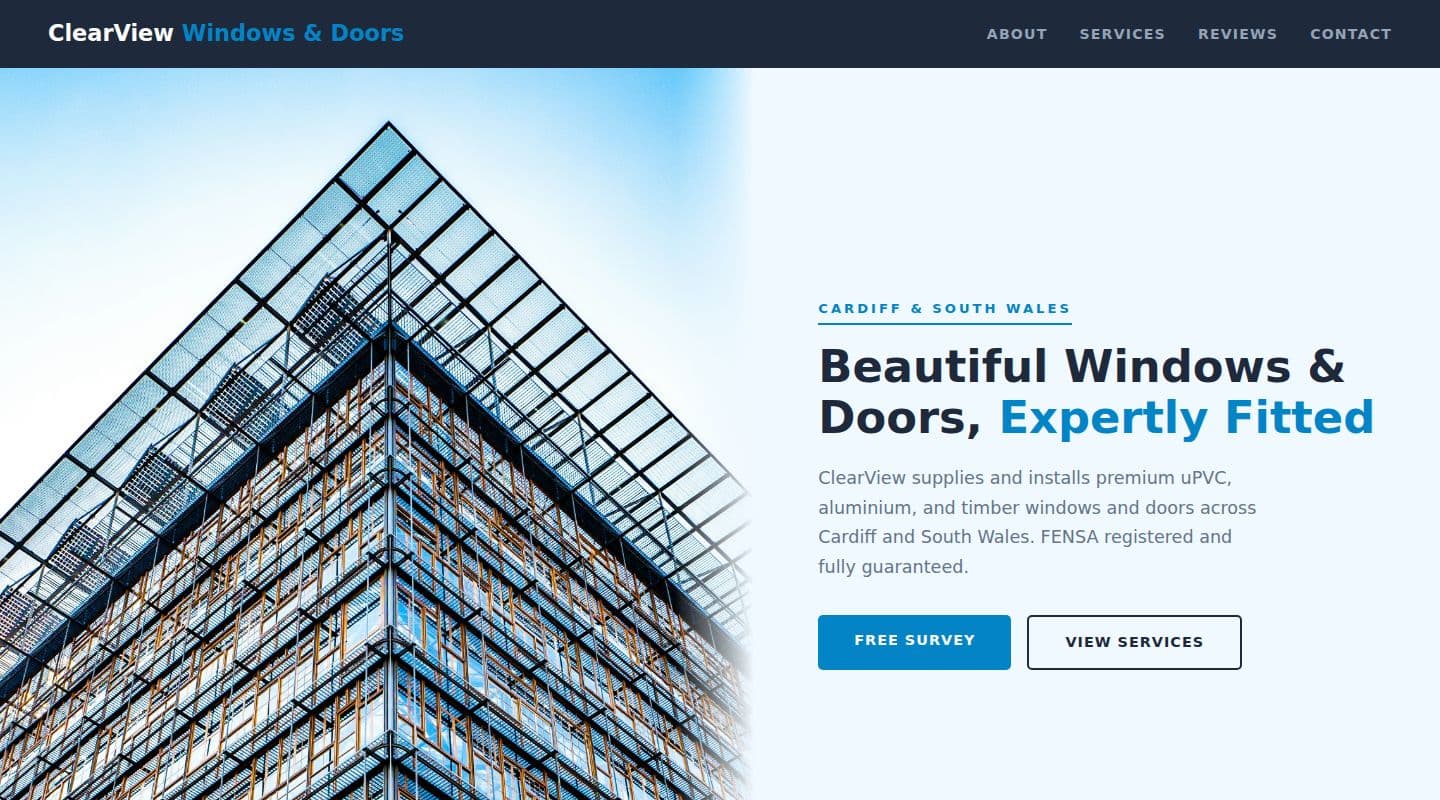 ClearView Windows & Doors – Window Installers website, Cardiff