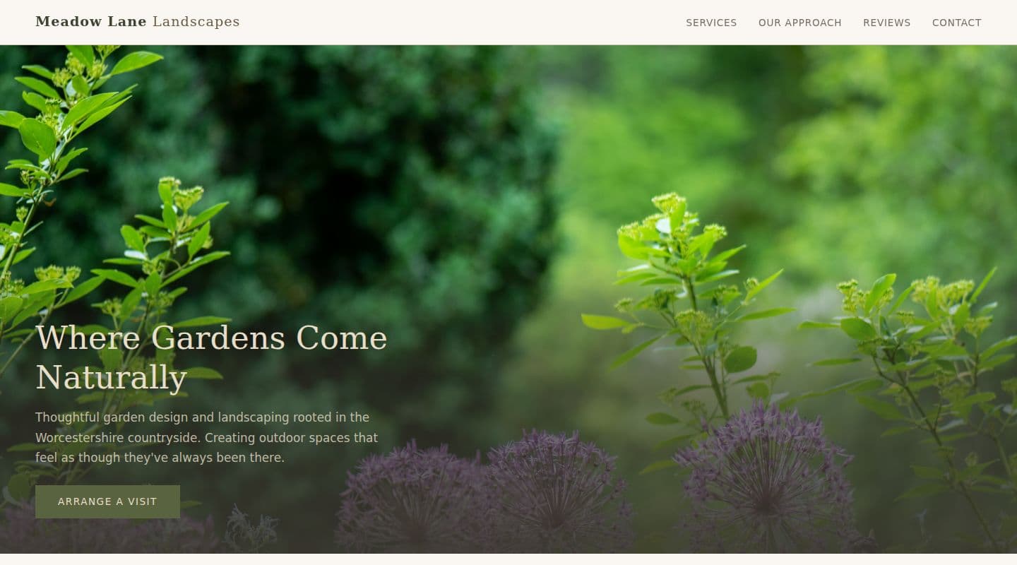 Meadow Lane Landscapes – Landscapers website design, Worcester