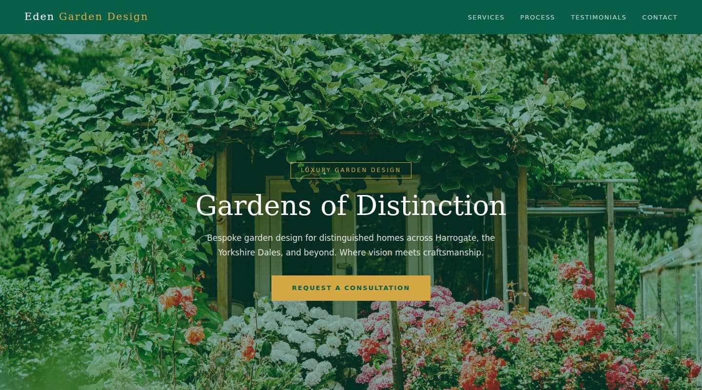 Eden Garden Design – Landscapers website, Harrogate
