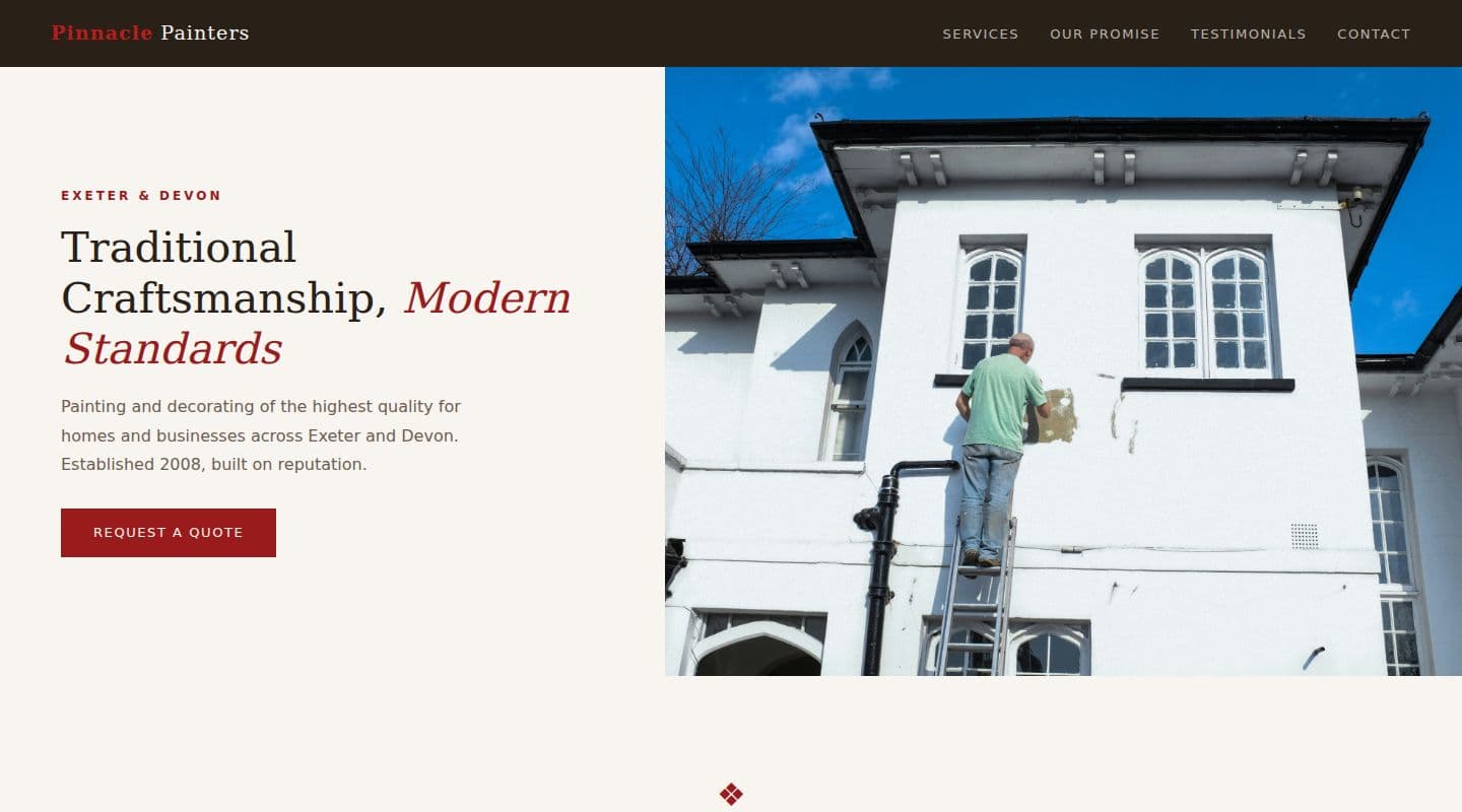 Pinnacle Painters – Painters & Decorators website, Exeter