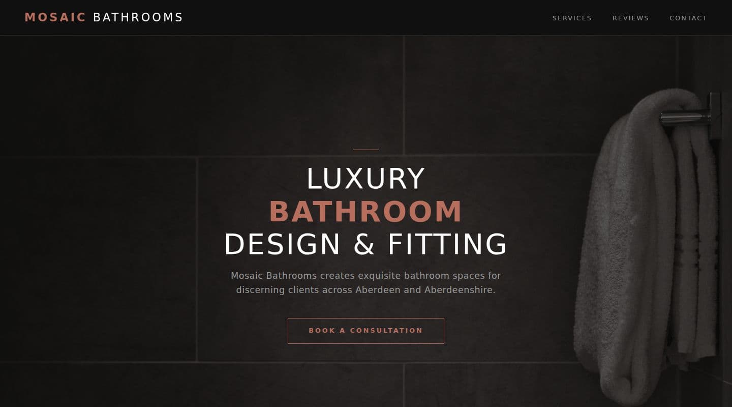 Mosaic Bathrooms – Bathroom Fitters website design, Aberdeen