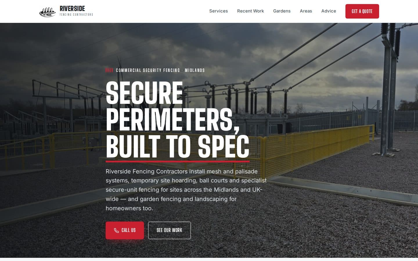 Riverside Fencing Contractors: Fencing Contractors website design, Midlands